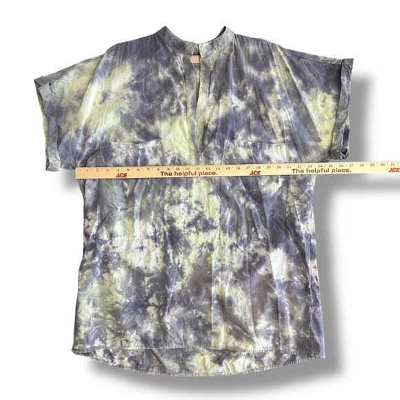 CALI by Cali Dreaming Blue Green Tie Dye Oversized Cotton Tunic‎ Top M/L - Picture 3 of 8